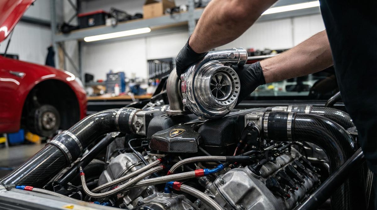 爱情岛汽车改装视频-V12引擎涡轮增压改装